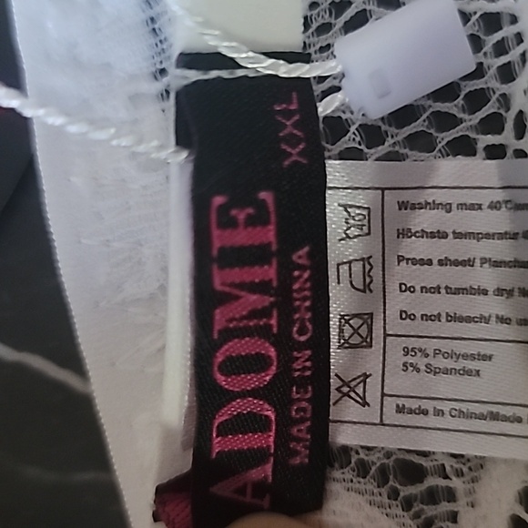 ADOME Women's Crescent White 2-Piece Sexy Bralette and Thong Lingerie Set, XXL - Picture 5 of 11